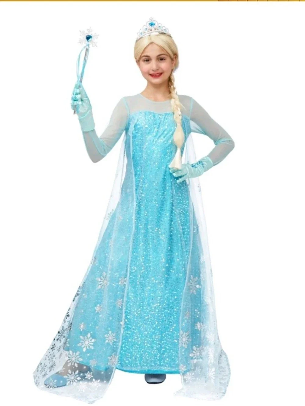 Disney Frozen Elsa Girls Ice Princess Costume Dress Size Medium 8-10